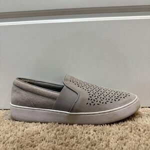 Vionic Shoes Womens Size 8.5 Gray Suede Slip On Perforated Comfort Sneakers